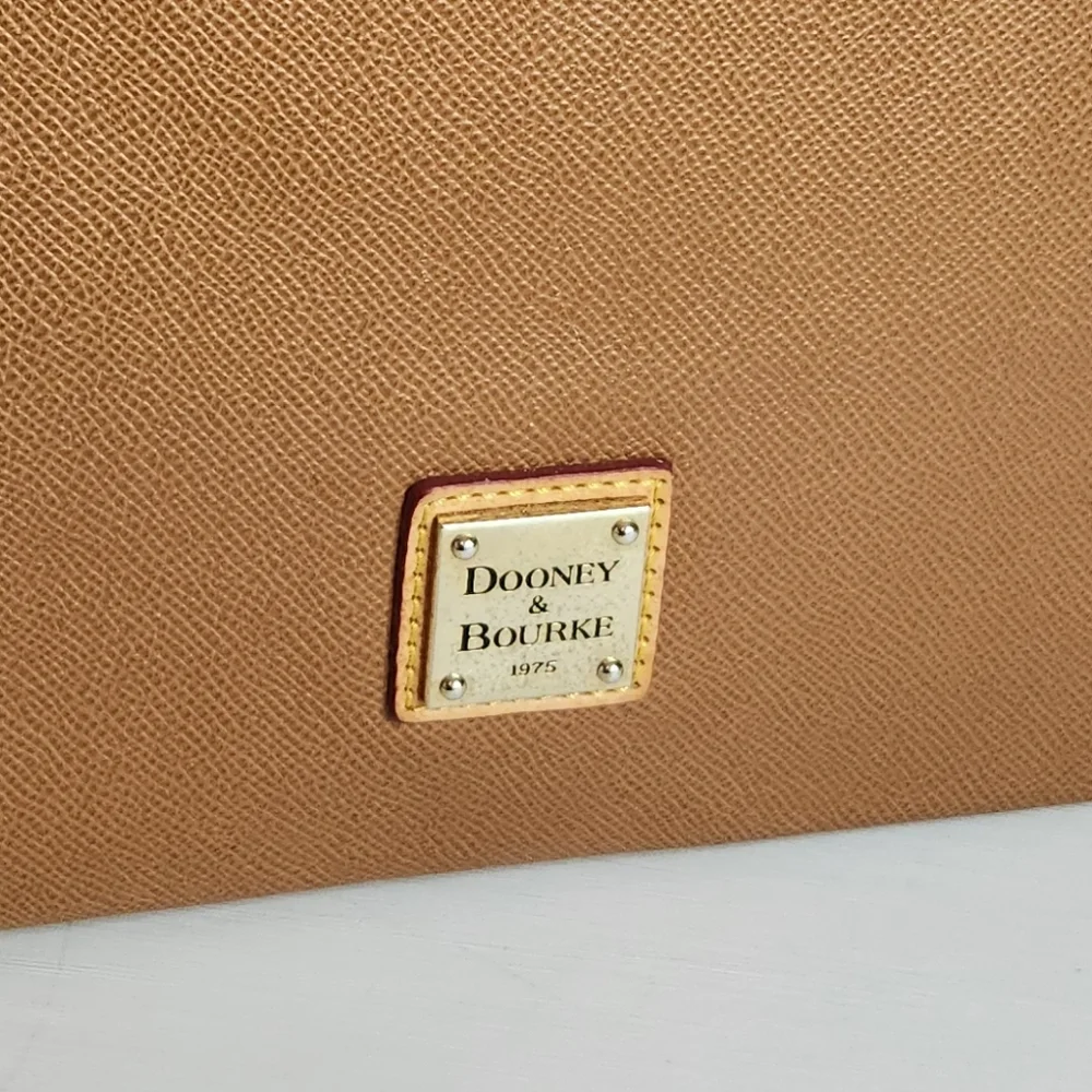 Authentic Dooney & Bourke Janine Satchel Tan Leather FLAWED see description - Picture 3 of 16